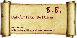 Bakálity Bettina névjegykártya