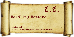 Bakálity Bettina névjegykártya